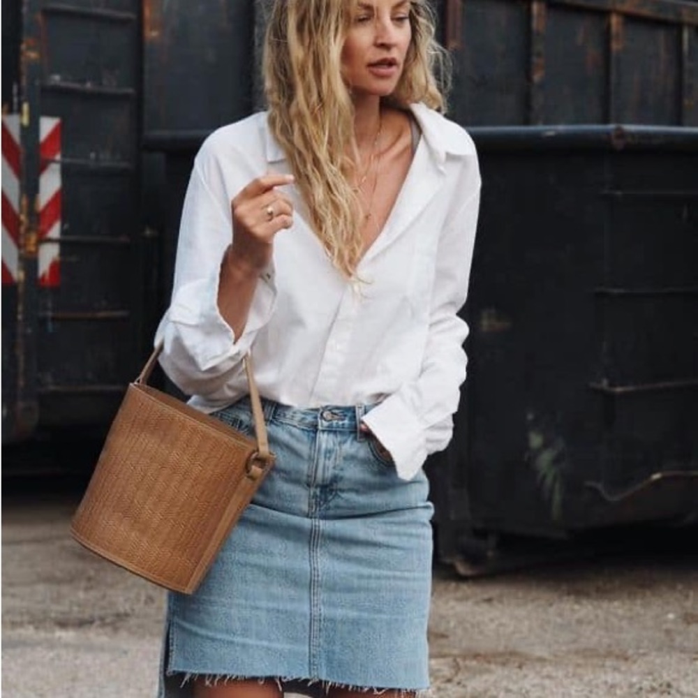 Tommy Hilfiger Denim Mini Skirt VINTAGE light wash raw hem